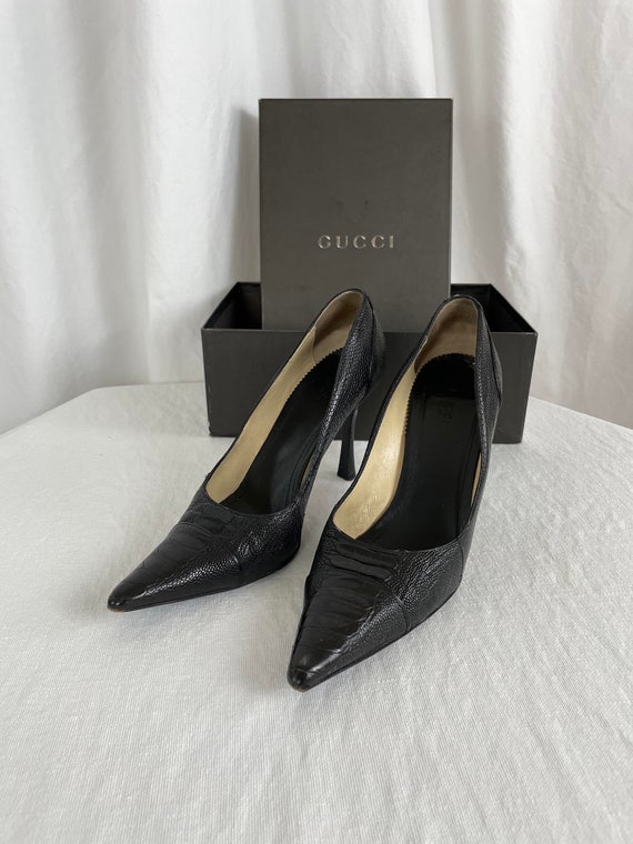 Tom Ford for Gucci Black Croc Heels Pumps SZ 9 - image 1