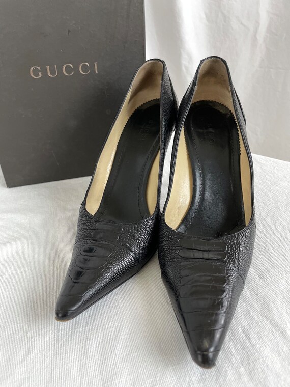 Tom Ford for Gucci Black Croc Heels Pumps SZ 9 - image 6