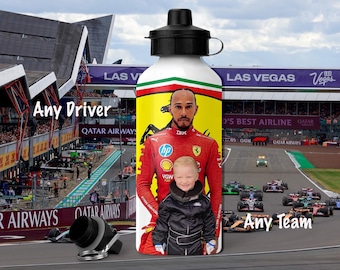 Personalised F1 Water Bottle With Your Photo | Custom Formula One Driver Bottle | Racing Fan Gift | Kids F1 Bottle | F1 Gift