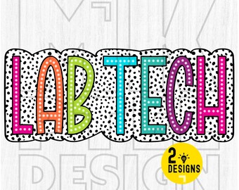 Colorful Lab Tech PNG, Dalmatian Dots, Medical Occupation (Digital File)