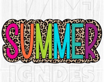 Leopard Print Summer PNG, Bright Colors, Sublimation (Digital File)