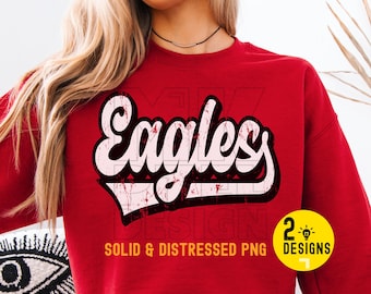 Eagles Retro Mascot PNG, School Spirit Design (Digital PNG)