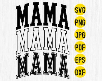 Mama Varsity Buchstaben SVG Bundle, Mama Shirt Designs (Digitaler Download)