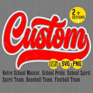 Custom Retro School Mascot Png, Custom Made to order png, Big Pride Png, School Pride png, School Spirit png, Team Spirit Png, Baseball Png