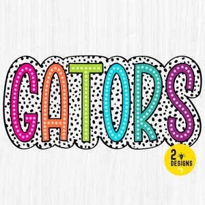 GATORS Png, Colorful, Dalmatian Dots, Mascot, School Spirit, Team Spirit, Digital, Sublimation Download, DTF File, DTG File, Bright png