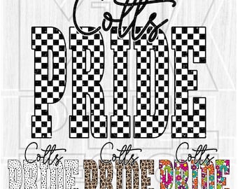 Checkered Colts Pride PNG, Design dello spirito scolastico (file digitale)