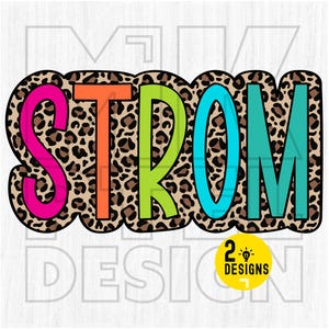 Strom PNG, Colorful, Leopard Print, Cheetah, Animal, Mascot, School Spirit, Team Spirit, Digital File, Sublimation Download, DTF, Gift