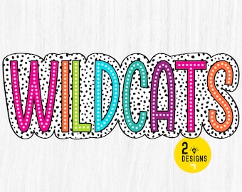 Wildcats PNG, Colorful, Dalmatian Dots, Mascot Png, School Spirit, Team Spirit, Digital File, Sublimation Download, DTF, DTG