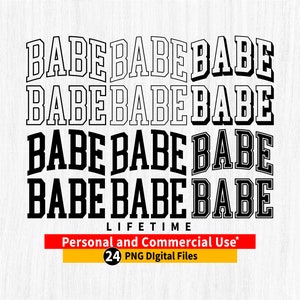 BABE Png, Bundle BABE Png, Babe gewölbte Umrisse, Babe Cricut-Datei, Freundschaft Datei, Babe png Varsity Bundle, College Babe, Babe Life