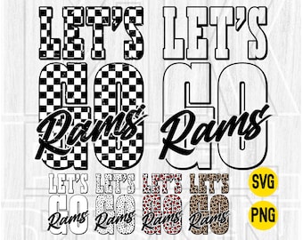 Let's Go Rams Checkered SVG PNG, School Spirit, Team Mascot (Digital File)