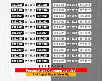 Established Year PNG Bundle 2019-2029 – Cricut Ready (Digital Download)