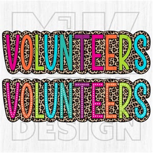 Volunteers PNG, Colorful, Leopard Print, Cheetah, Animal, Mascot, School Spirit, Team Spirit, Digital File, Sublimation Download, DTF, DTG