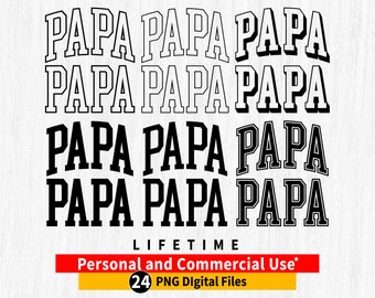 Papa Varsity PNG Bundle, Arched Outline (Digital Download)