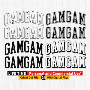 Gamgam png, Gamgam Varsity Png-Bündel, Gamgam Png-Datei, Gamgam gewölbte Gliederung, Gamgam Varsity Buchstaben, Gamgam Cricut cut Datei, Gamgam Retro