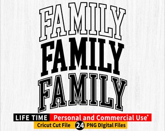 Family Varsity Letters PNG Bundle, Cricut Cut File (Digital Download)