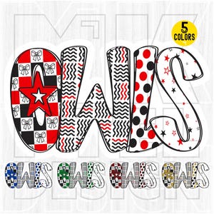 Owls png, Checkered, Preppy Print, Dalmatian Dots, 5 colors, Hand Letter, School Spirit, Team Spirit, Owls Mascot, Sublimation, Digital, DTF