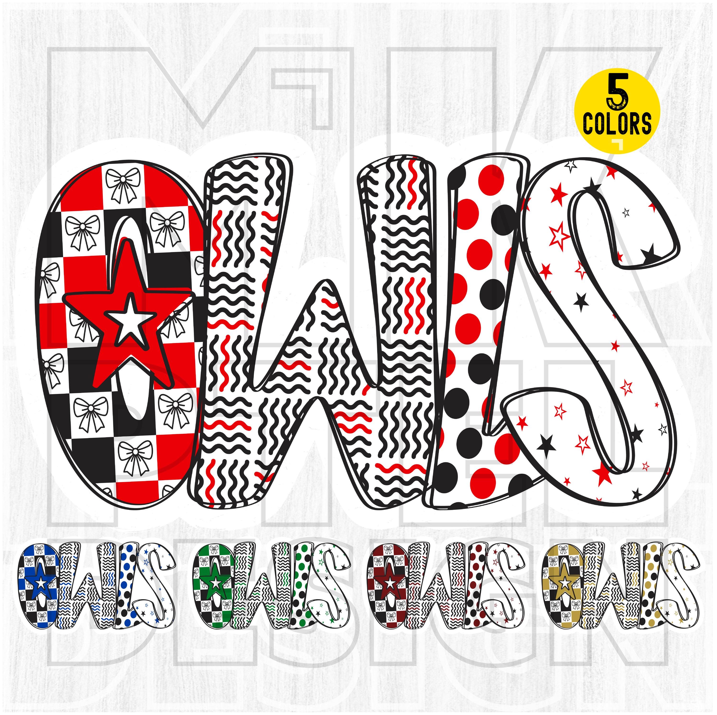 Checkered Owls Mascot PNG, School Spirit Design (Digital Download)