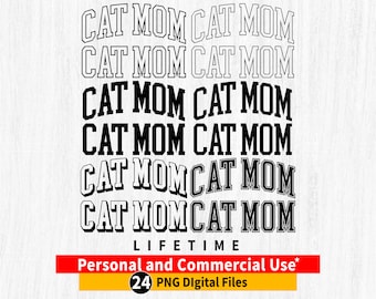 Cat Mom Varsity PNG Bundle (Digital Download)
