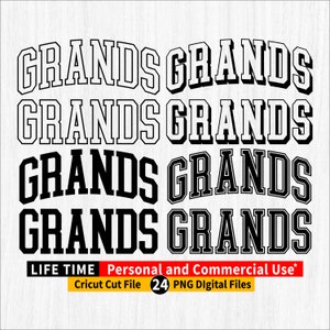 Grands png, arquivo Grands png, pacote Grands varsity png, contorno arqueado Grands, fontes Grands varsity, designs Grands, arquivo de corte Grands Cricut