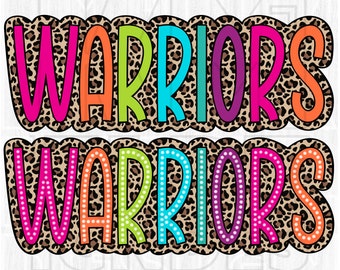 Warriors Leopard Print PNG, Colorful School Spirit Design (Digital File)