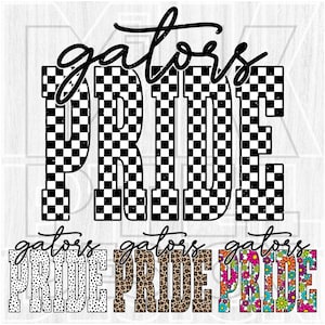 Checkered Gators Pride PNG, Gators Mascot PNG, Checkered Gators Mascot Pride, School Spirit, Team Spirit, Digital File, Sublimation, DTF