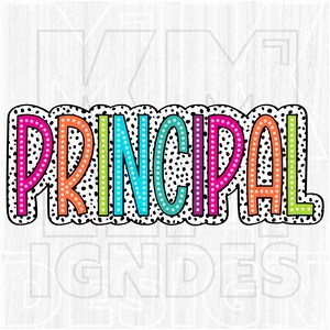Principal Png, Colorful, Dalmatian Dots, Mascot, School, Occupation, Bright Doodle, Digital File, Team, Sublimation Download, DTF, Gifts