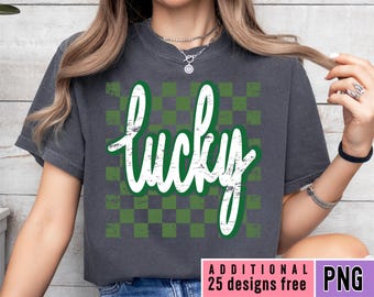 Distressed Lucky St Patricks Day Png, Grunge Shirt Design (Digital File)