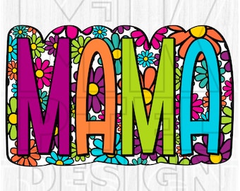 Mama Floral Print PNG, Retro Daisy Design (Digital File)