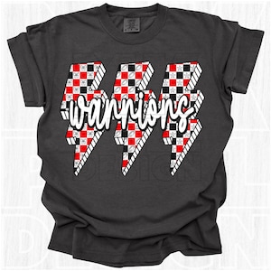 Warriors Png, Checkered, Retro Warriors, Lighting Warriors, Game Day Png, Preppy Print, Warriors Shirt, School Spirit, Team Spirit, 4 design