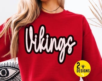 Retro Vikings Mascot PNG, Trendy Shirt Design (Digital Download)