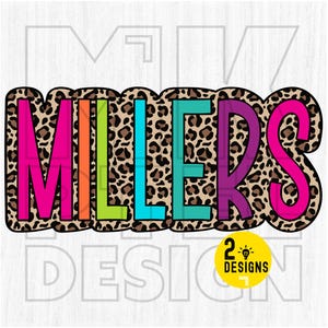 Millers PNG, Colorful, Leopard Print, Cheetah, Animal, Mascot, School Spirit, Team Spirit, Digital File, Sublimation Download, DTF, Gift