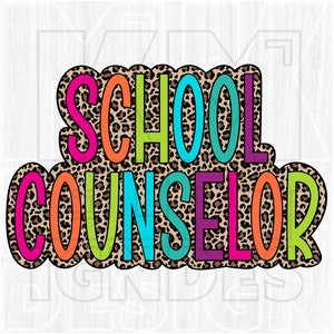 School Counselor png, Bright Doodle, Leopard Print, School, Occupation, Digital File, Sublimation Download, DTF, Colorful, Dalmatian Dots