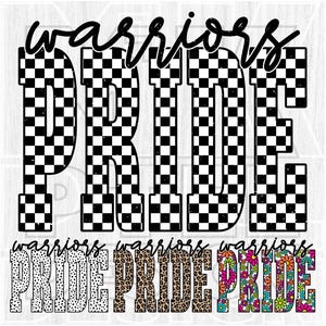Checkered Warriors Pride PNG, Warriors Mascot PNG, Checkered Warriors Mascot Pride, School Spirit, Team Spirit, Digital File, Sublimation