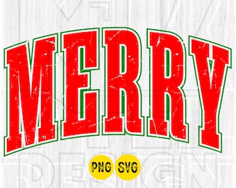 Merry Christmas Varsity Design, Sublimation PNG SVG (Digital Download)