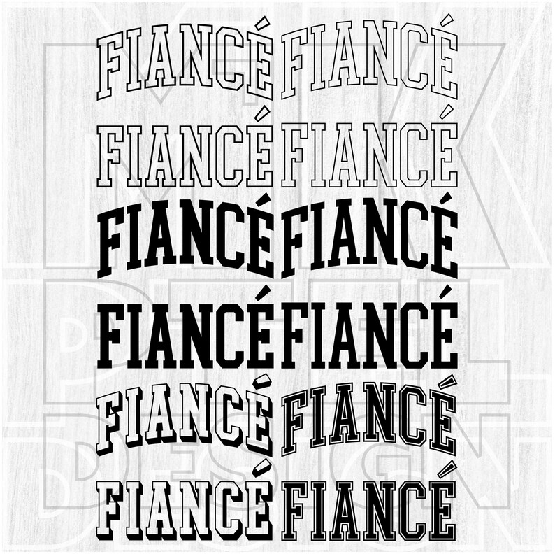 Fiance PNG Bundle, Varsity Letters, Arched Outline (digital Download ...