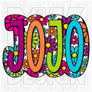 Jojo PNG, Doodle Brilhante, Colorido, JOJO Daisy png, Arquivo Digital, Retro Daisy Clip Art, Download de Sublimação, Sublimação Png, DTF