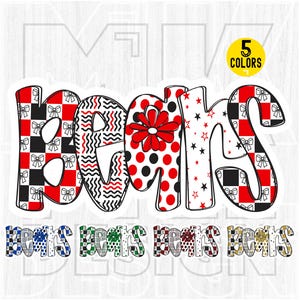 Ours png, damier, impression preppy, points dalmates, 5 couleurs, lettre manuscrite, esprit d'école, esprit d'équipe, mascotte d'ours, numérique, sublimation