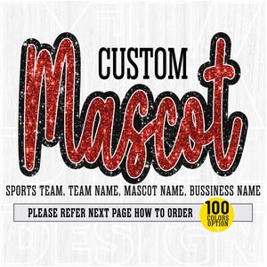 Custom Faux Sequin Mascot, School Spirit PNG (Digital File)
