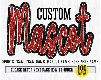Custom Faux Sequin Mascot, School Spirit PNG (Digital File)