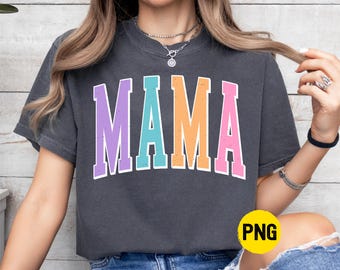 Varsity Mama PNG, design neon invecchiato (file digitale)