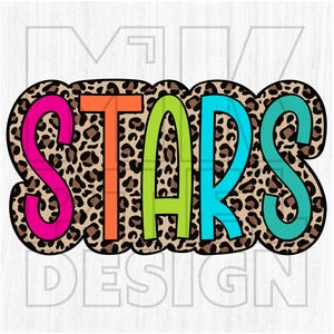 Stars PNG, Colorful, Leopard Print, Cheetah, Animal, Mascot, School Spirit, Team Spirit, Digital File, Sublimation Download, DTF, Gift