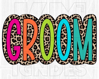 Groom Leopard Print Doodle, Colorful Sublimation Design (Digital File)