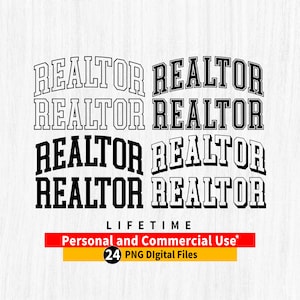 Realtor Varsity png bündel, Realtor Varsity png, Realtor gewölbter Umriss, Realtor Cricut png