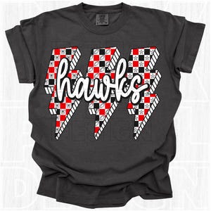 Hawks Png, Checkered, Retro Hawks, Lighting Hawks, Game Day Png, Preppy Print, Hawks Shirt, School Spirit, Team Spirit, 4 designs, DTF