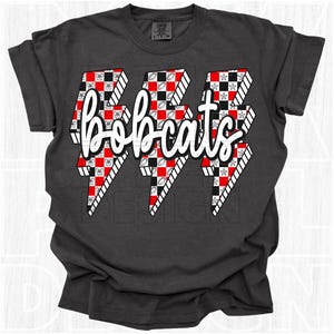 Bobcats Png, Checkered, Retro Bobcats, Lighting Bobcats, Game Day Png, Preppy Print, Bobcats Shirt, School Spirit, Team Spirit, 4design, DTF