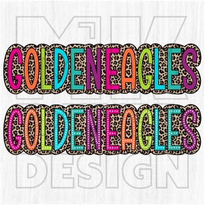 Golden Eagles PNG, Colorful, Leopard Print, Cheetah, Animal, Mascot, School Spirit, Team Spirit, Digital File, Sublimation Download, DTF