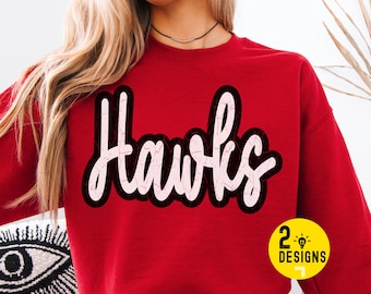 Retro Hawks Mascot PNG, Trendy Team Shirt Design (Digital Download)
