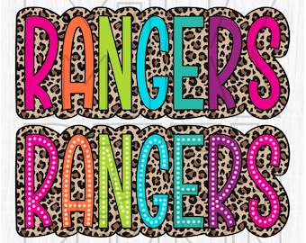 Rangers Leopard Print PNG, School Spirit Design (Digital File)