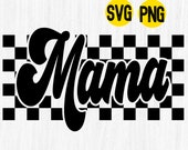 Checked Mama SVG, Retro Mama Svg Png, Rock Mama Svg, Mama
