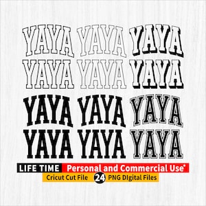 Yaya png, lot de png Yaya, fichier png YAYA, Yaya universitaire arqué, contour arqué Yaya, fichier de coupe Yaya Cricut, téléchargement numérique Yaya